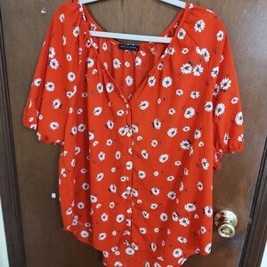 Chris & Carol Vibrant Red Daisy Blouse